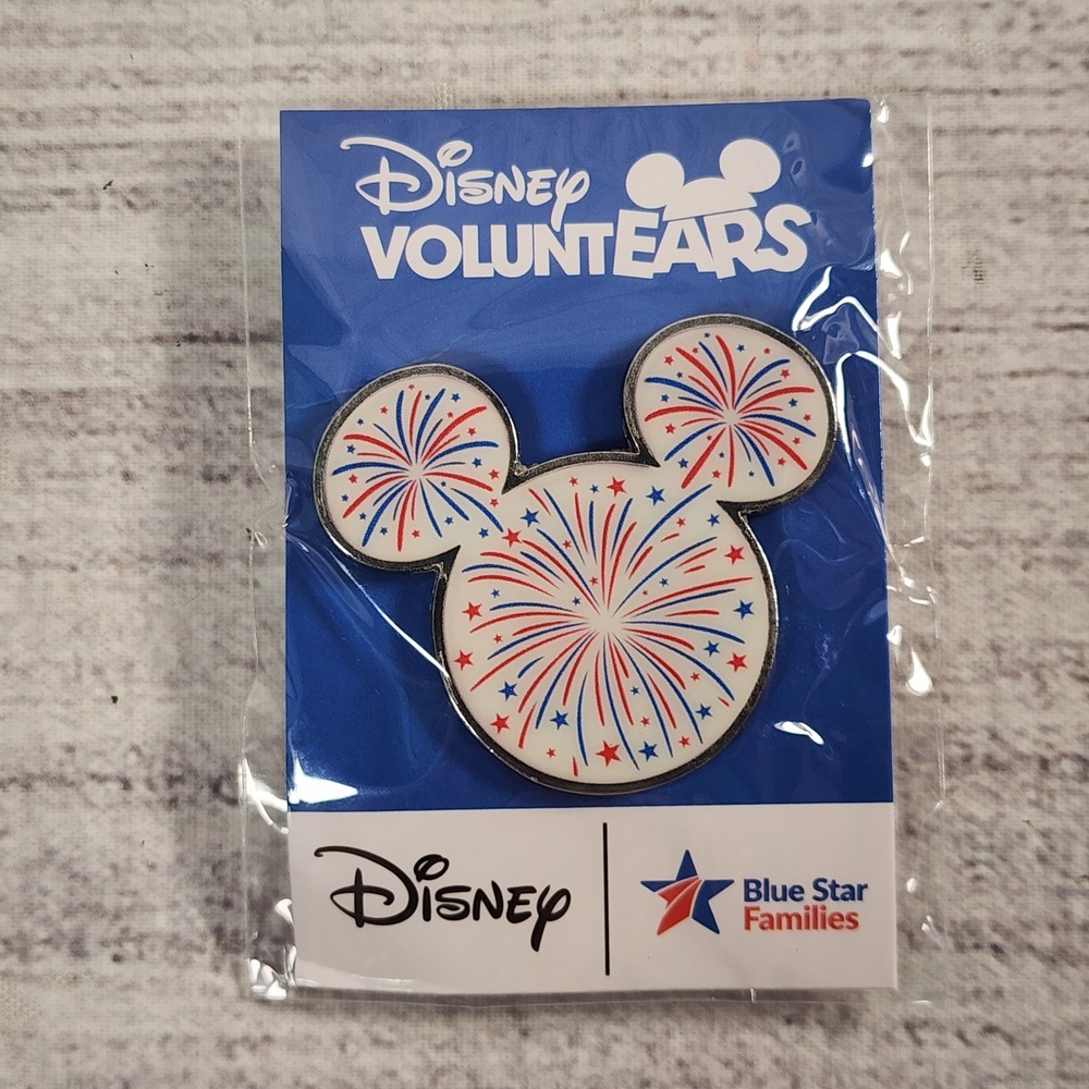 Disney VoluntEARS Mickey Mouse Head Fireworks Pin Blue Star Families New